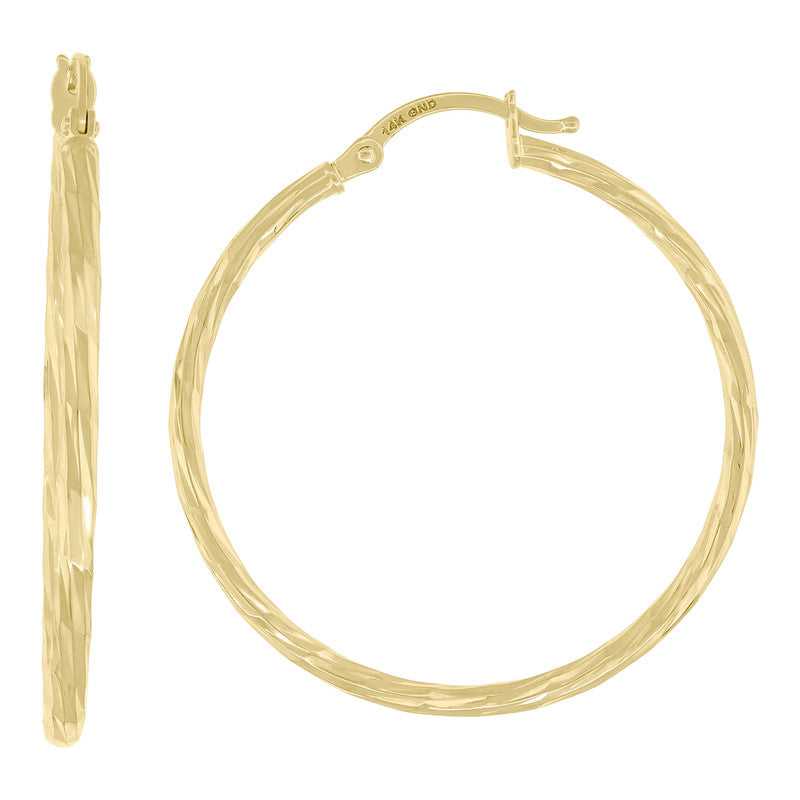 14Kt Yellow Gold Womens Twisted Huggie Hoop 35Mm Earrings