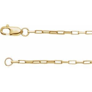 14K Yellow Or Rose Gold Or Sterling Silver Or Gold Filled 1.2 Mm Lobster Clasp Elongated Box 7" Chain