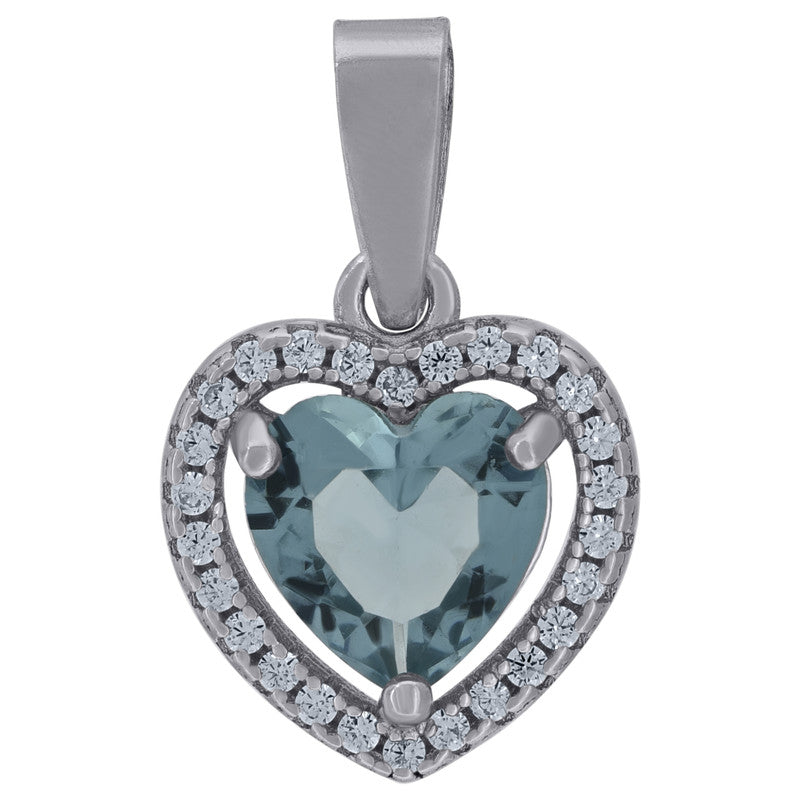 925 Sterling Silver Womens Cubic-Zirconia Heart Charm Pendant