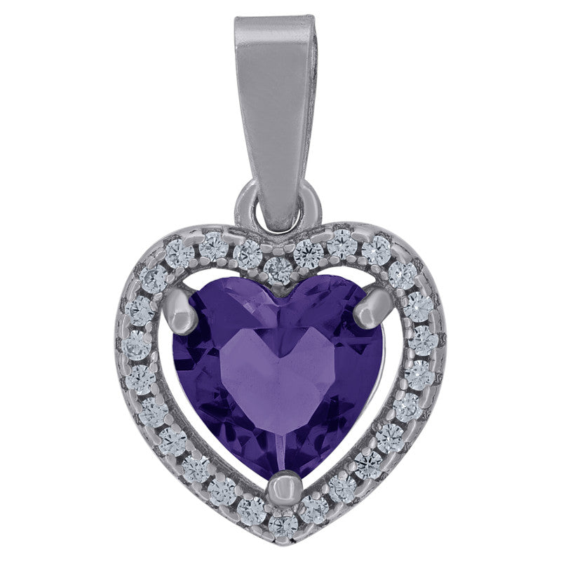 925 Sterling Silver Womens Cubic-Zirconia Heart Charm Pendant