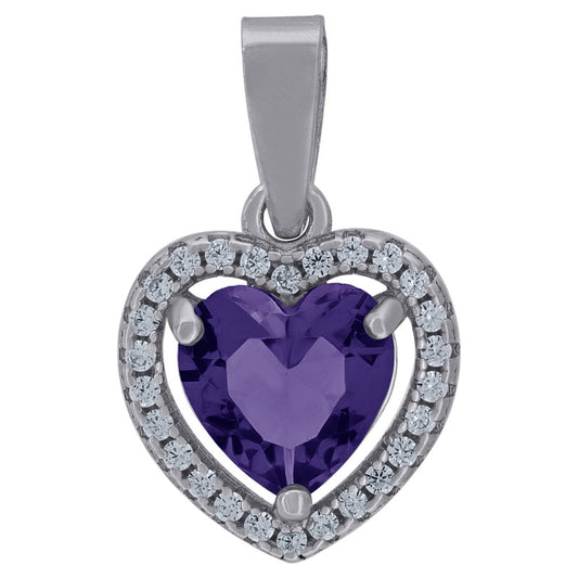 925 Sterling Silver Womens Cubic-Zirconia Heart Charm Pendant
