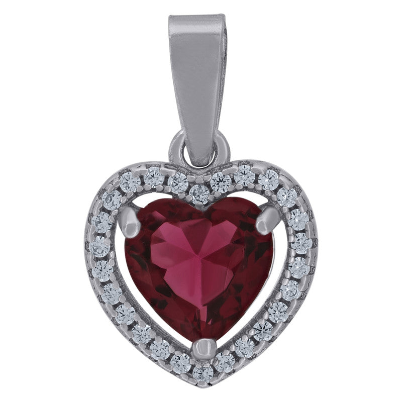 925 Sterling Silver Womens Cubic-Zirconia Heart Charm Pendant