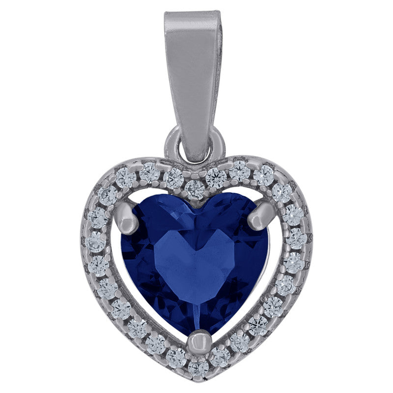 925 Sterling Silver Womens Cubic-Zirconia Heart Charm Pendant