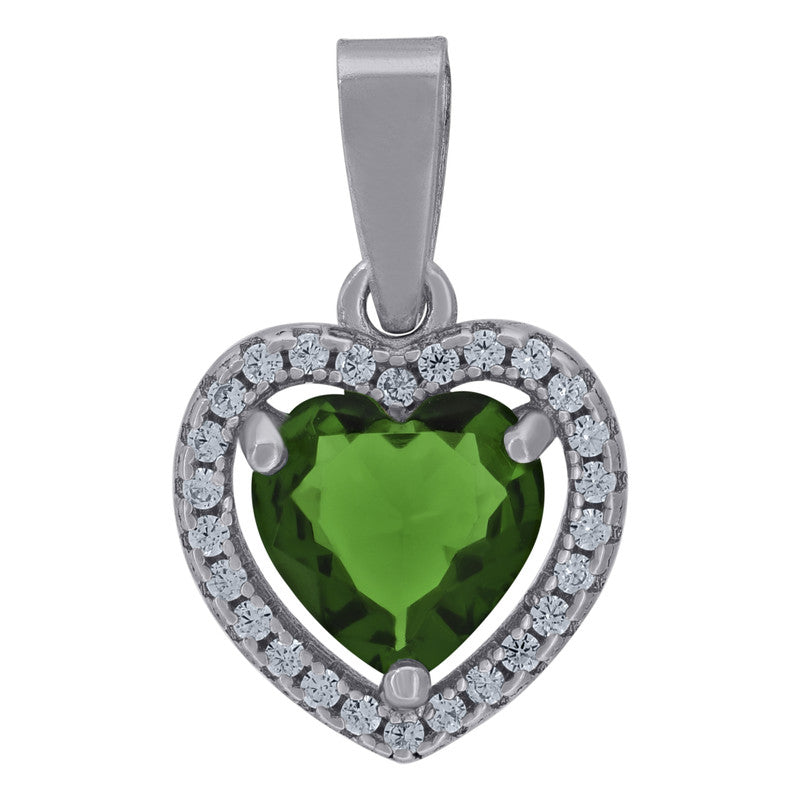 925 Sterling Silver Womens Cubic-Zirconia Heart Charm Pendant