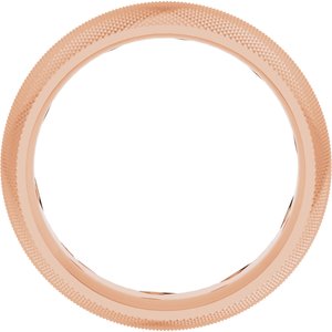 14K Rose Gold 6 Mm Polished Half Round Knurl Design Band Size 10.5