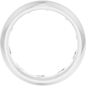 14K White Gold 6 Mm Polished Half Round Knurl Design Band Size 7.5
