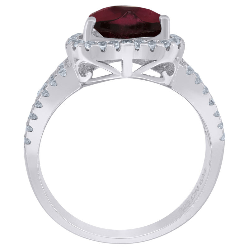 925 Sterling Silver Womens Cubic Zirconia Heart Ring