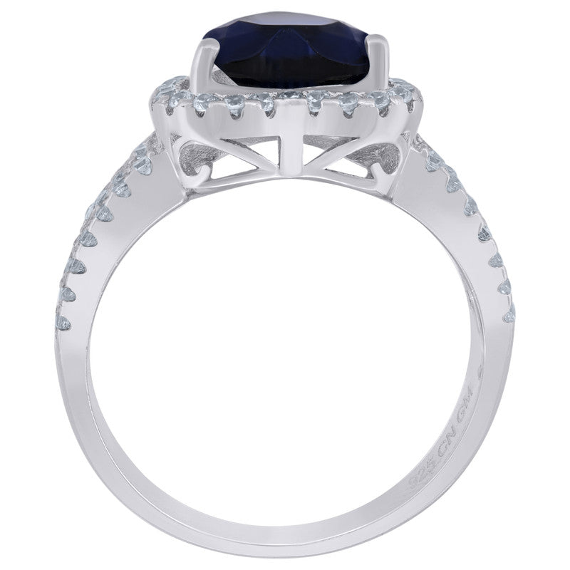 925 Sterling Silver Womens Cubic Zirconia Heart Ring