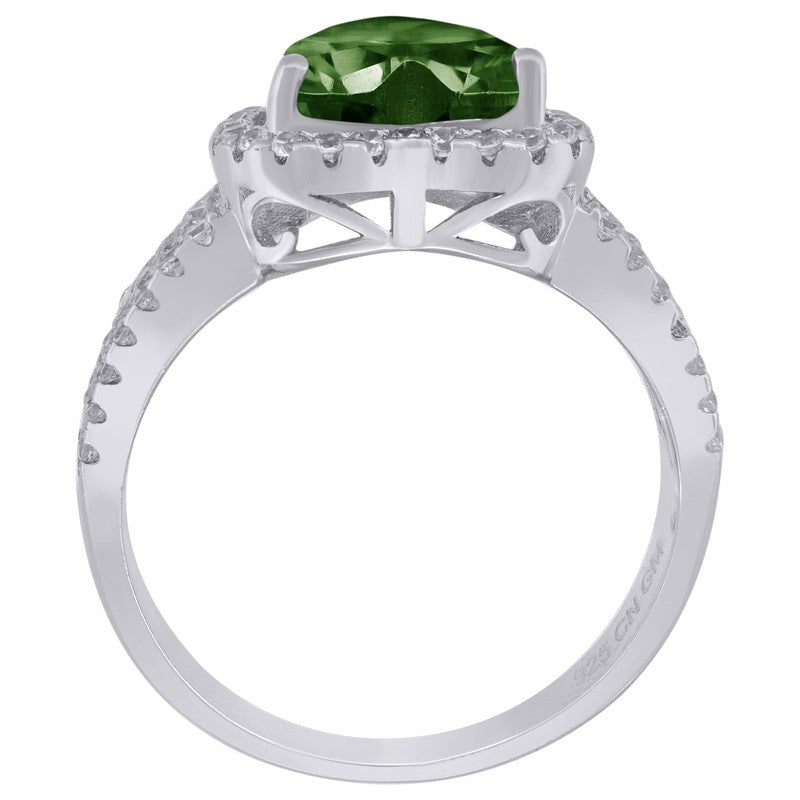 925 Sterling Silver Womens Cubic Zirconia Heart Ring