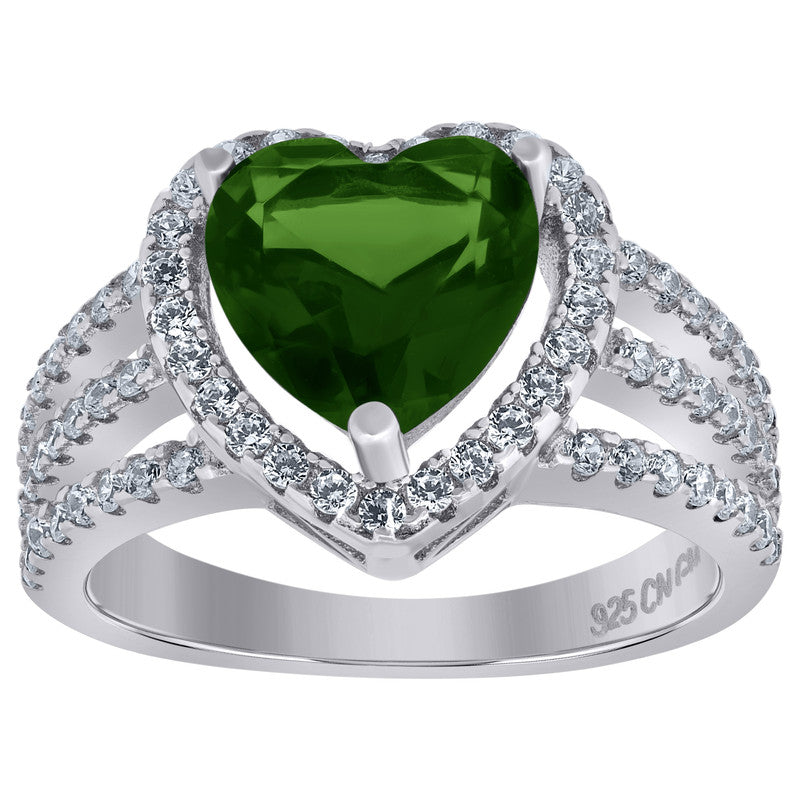 925 Sterling Silver Womens Cubic Zirconia Heart Ring