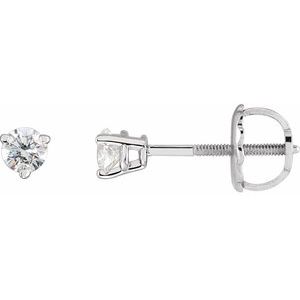 Platinum Round 1.5Mm Si2-Si3, G-H .03 Ctw Natural Diamond 3-Prong Earrings
