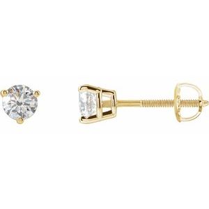 14K Yellow Gold Round 4Mm Si1-Si2, Gh 1/2 Ctw Lab-Grown Diamond 3-Prong Earrings