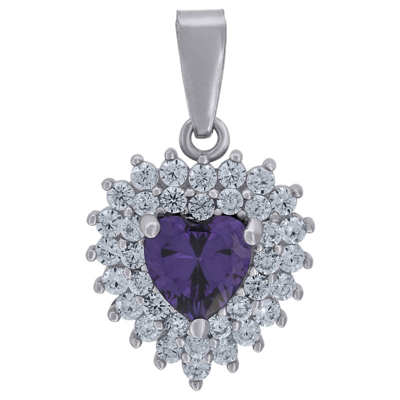 925 Sterling Silver Womens Cubic-Zirconia Heart Charm Pendant