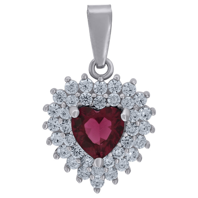 925 Sterling Silver Womens Cubic-Zirconia Heart Charm Pendant