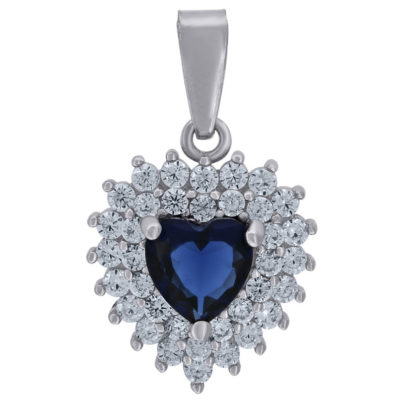 925 Sterling Silver Womens Cubic-Zirconia Heart Charm Pendant