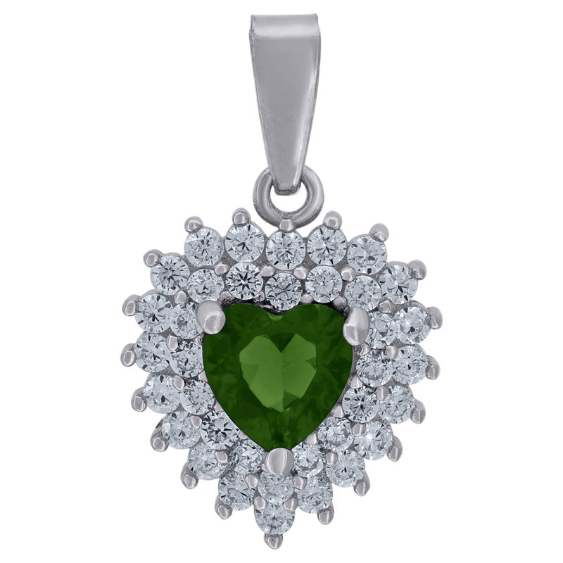 925 Sterling Silver Womens Cubic-Zirconia Heart Charm Pendant