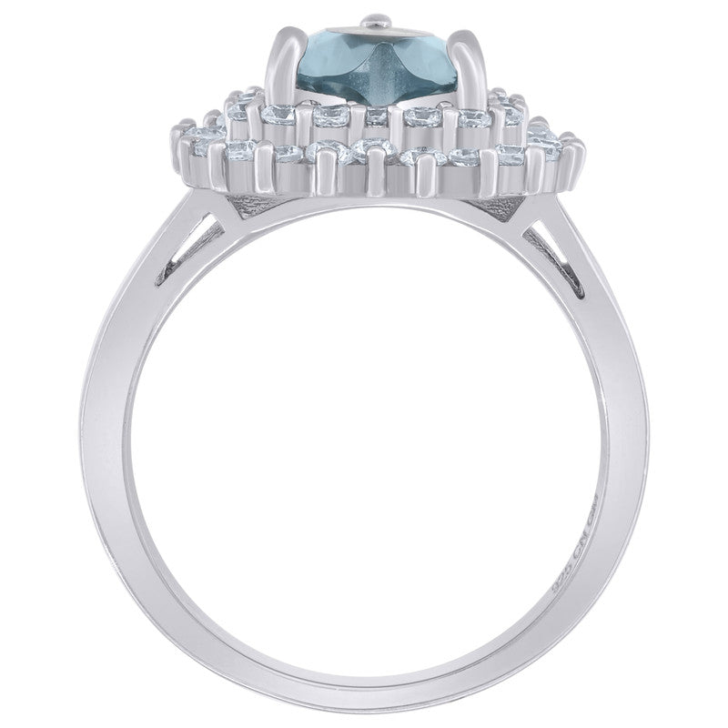 925 Sterling Silver Womens Cubic Zirconia Heart Ring