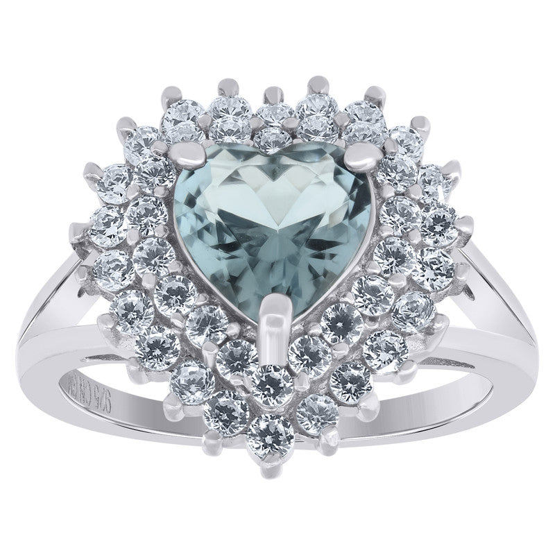 925 Sterling Silver Womens Cubic Zirconia Heart Ring