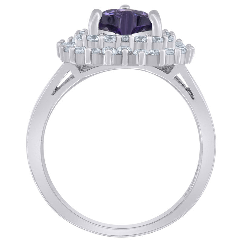 925 Sterling Silver Womens Cubic Zirconia Heart Ring