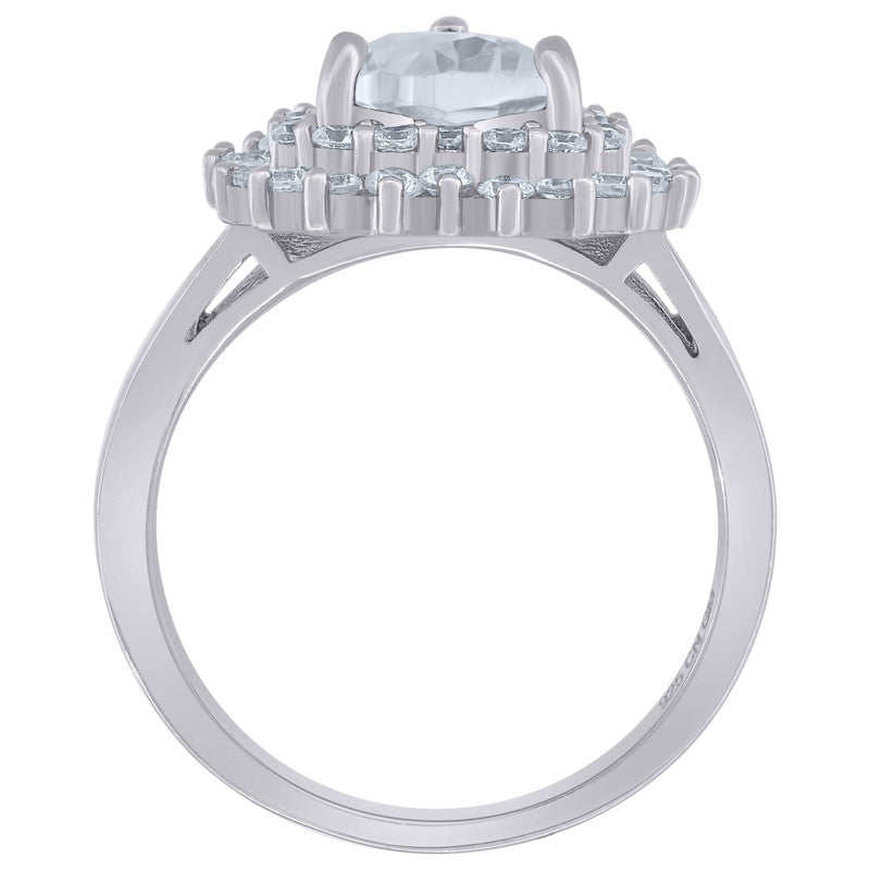 925 Sterling Silver Womens Cubic Zirconia Heart Ring