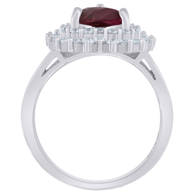 925 Sterling Silver Womens Cubic Zirconia Heart Ring