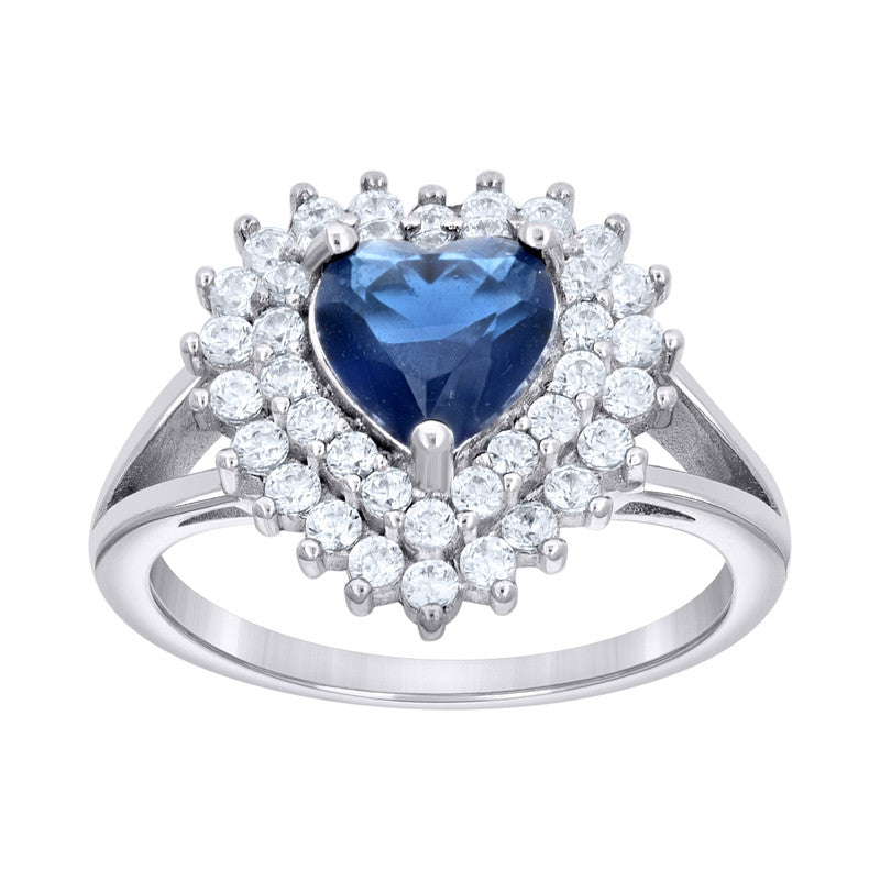 925 Sterling Silver Womens Cubic Zirconia Heart Ring