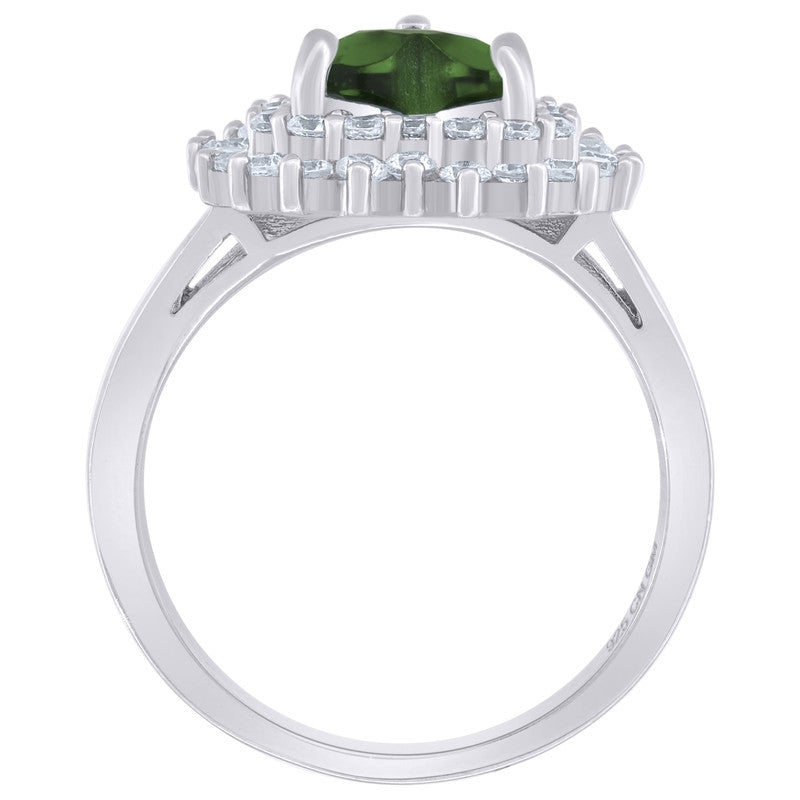 925 Sterling Silver Womens Cubic Zirconia Heart Ring