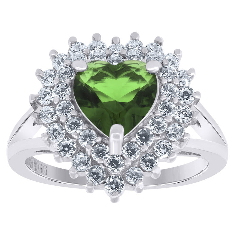 925 Sterling Silver Womens Cubic Zirconia Heart Ring