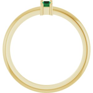14K Yellow Gold Straight Baguette 5 X 2 Mm Polished Lab-Grown Emerald Stackable Ring Size 7