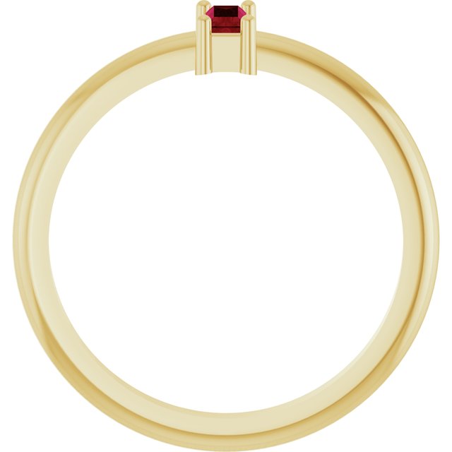 14K Yellow Gold Straight Baguette 5 X 2 Mm Polished Natural Ruby Stackable Ring, Size 7