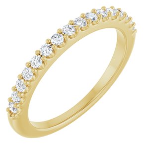 14K Yellow Gold Round 1.7 Mm Polished 1/4 Ctw Natural Diamond Anniversary Band Size 7