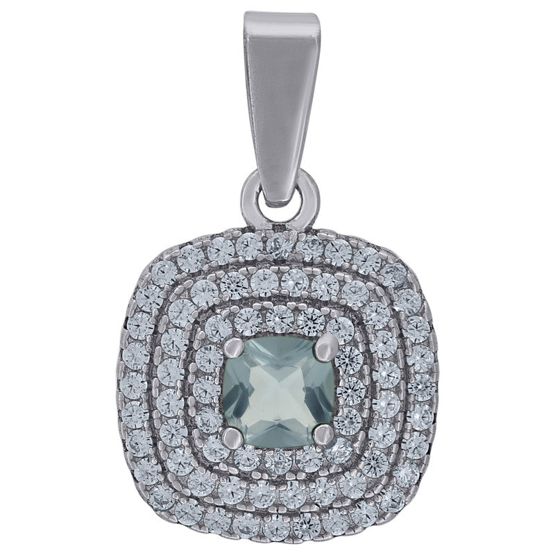 925 Sterling Silver Womens Cubic Zirconia Square Charm Pendant
