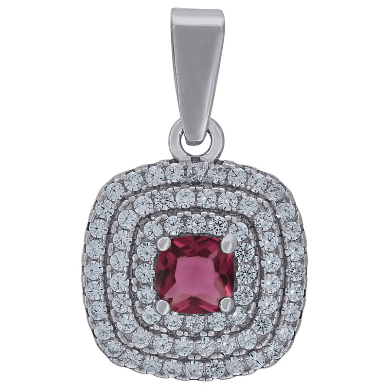 925 Sterling Silver Womens Cubic Zirconia Square Charm Pendant