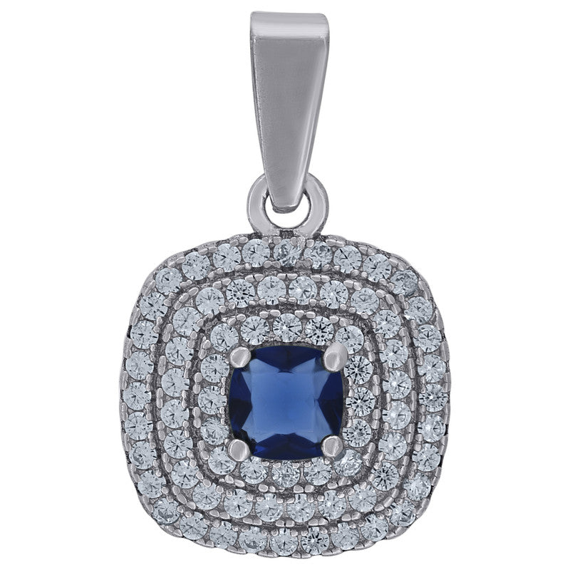 925 Sterling Silver Womens Cubic Zirconia Square Charm Pendant