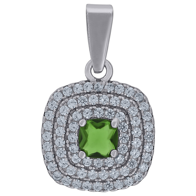 925 Sterling Silver Womens Cubic Zirconia Square Charm Pendant