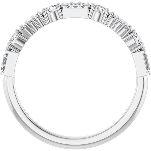 14K White Gold Round 2.5 Mm Polished 3/8 Ctw Lab-Grown Diamond Double Row Anniversary Band, Size 7