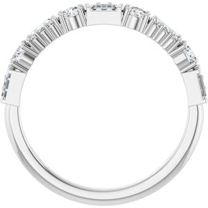 14K White Gold Round 2.5 Mm Polished 3/8 Ctw Natural Diamond Double-Row Double Row Anniversary Band Size 7