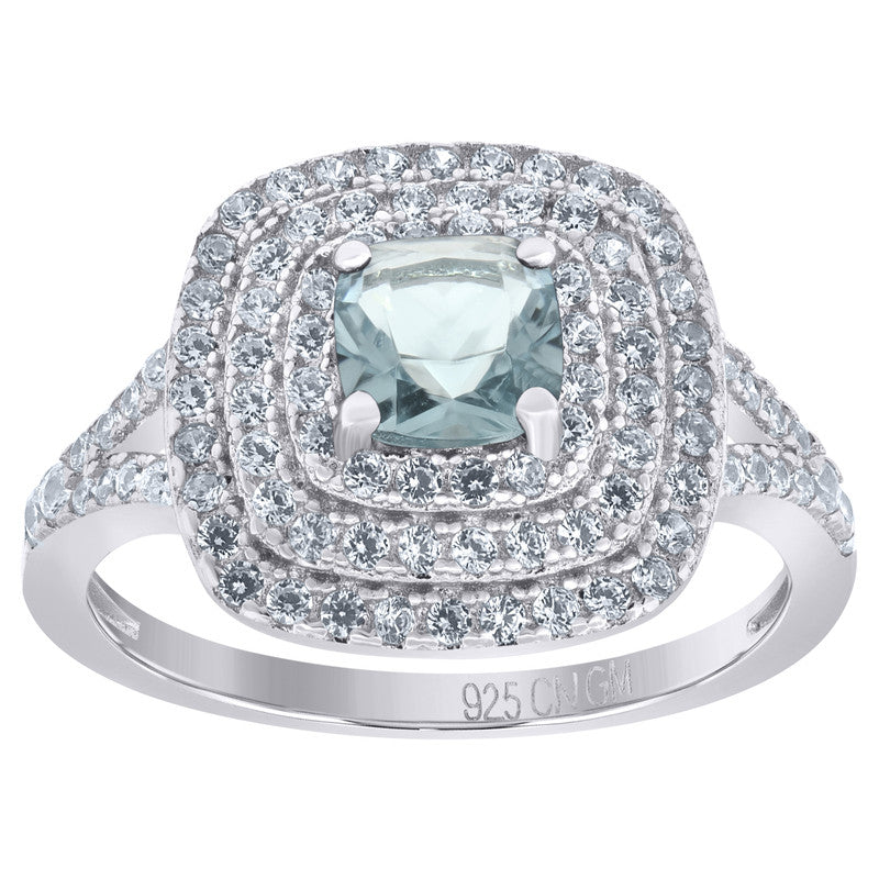 925 Sterling Silver Womens Princess Cut Cubic Zirconia Fashion Ring