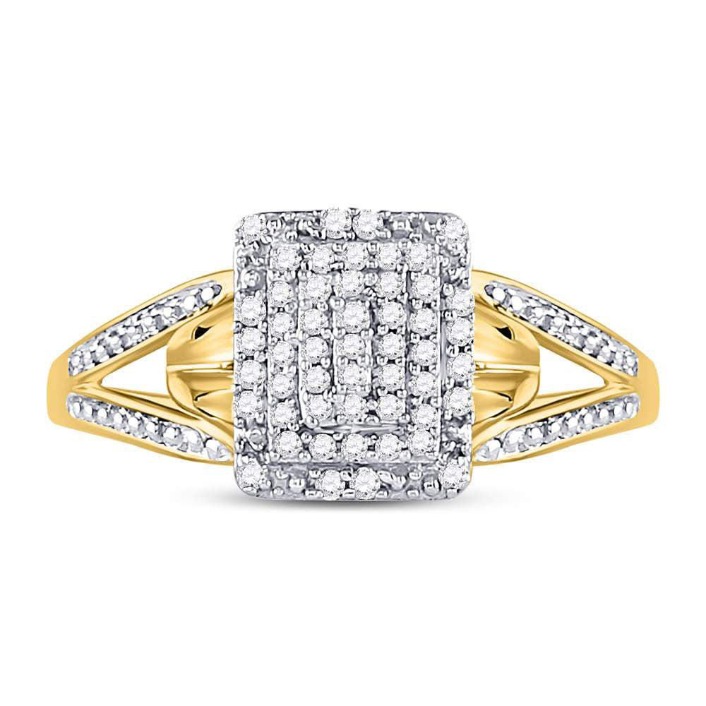 10K Yellow Or White Gold  Womens Round Diamond Cluster Ring 1/6 Cttw, Womens Size: 5-10
