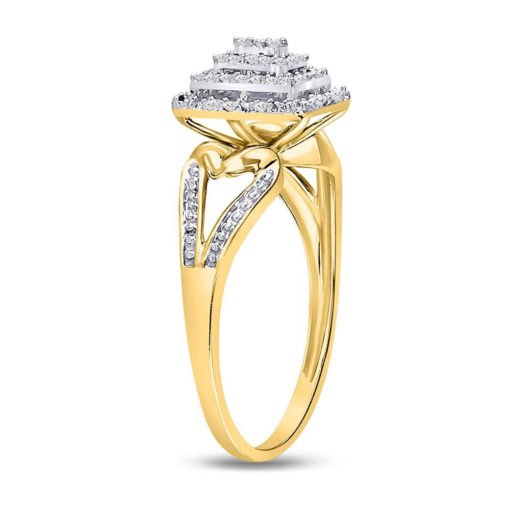 10K Yellow Or White Gold  Womens Round Diamond Cluster Ring 1/6 Cttw, Womens Size: 5-10