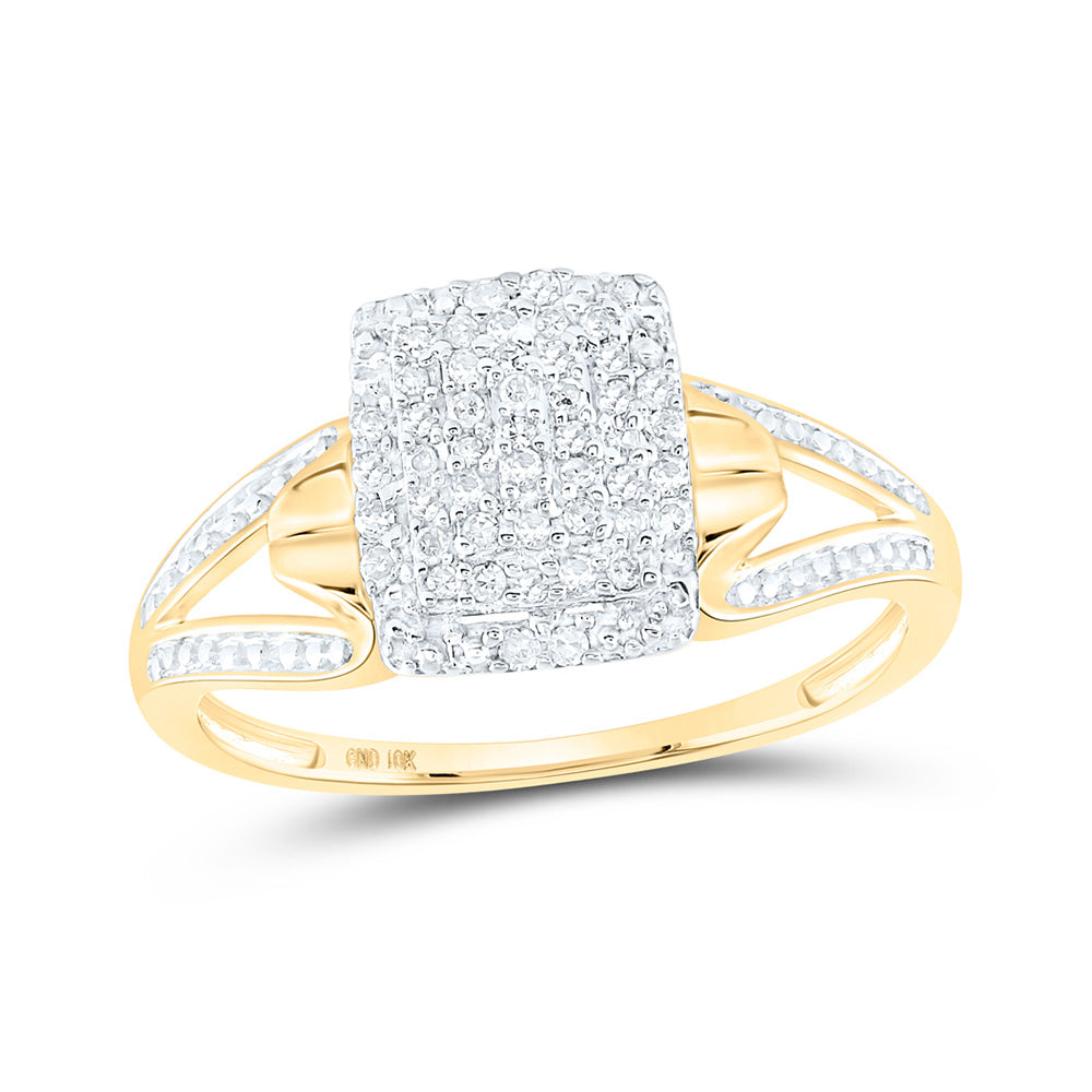 10K Yellow Or White Gold  Womens Round Diamond Cluster Ring 1/6 Cttw, Womens Size: 5-10