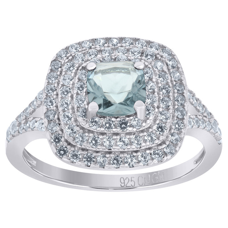 925 Sterling Silver Womens Princess Cut Cubic Zirconia Fashion Ring