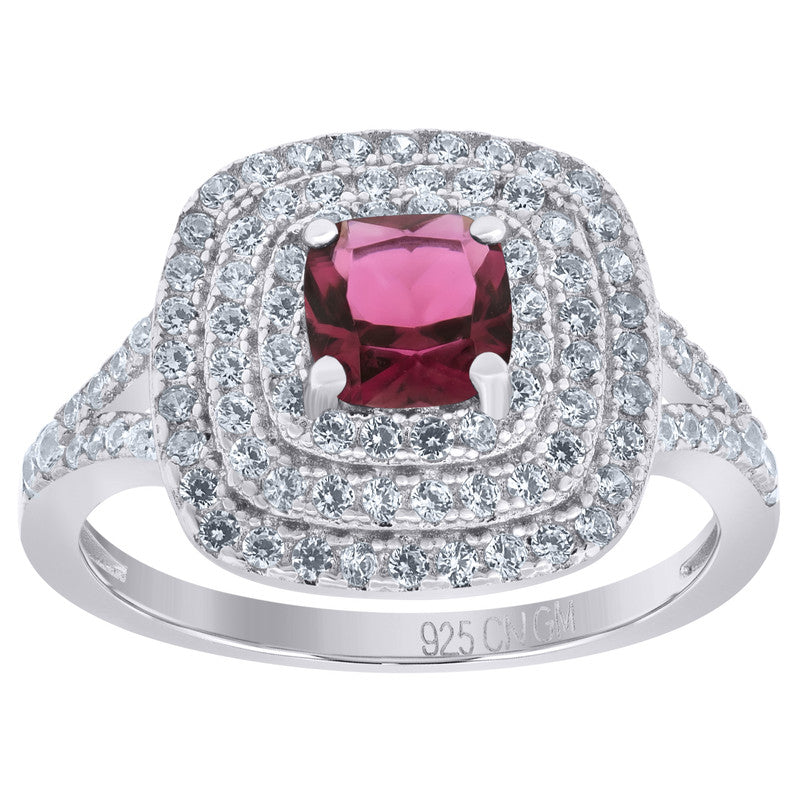 925 Sterling Silver Womens Princess Cut Cubic Zirconia Fashion Ring