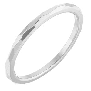 14K White Gold 1.5 Mm Polished Textured Patterned Wedding Band Size 7