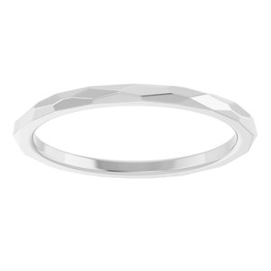 14K White Gold 1.5 Mm Polished Textured Patterned Wedding Band Size 7