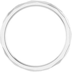 14K White Gold 1.5 Mm Polished Textured Patterned Wedding Band Size 7