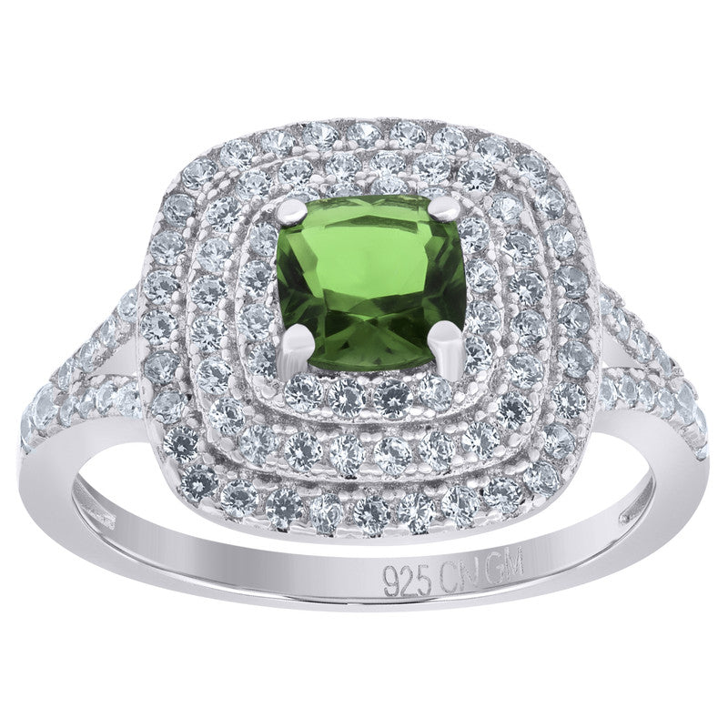 925 Sterling Silver Womens Princess Cut Cubic Zirconia Fashion Ring