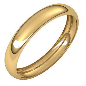 14K Yellow Gold 3.5 Mm Half Round Band Size 8.5