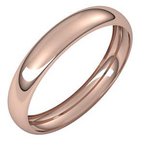 18K Yellow Or White Or Rose Gold Half Round Band