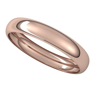 18K Yellow Or White Or Rose Gold Half Round Band